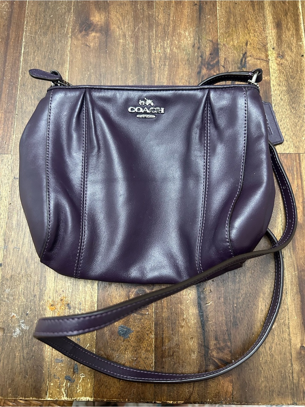 Coach Deep Plum Pebbled Leather Crossbody Bag